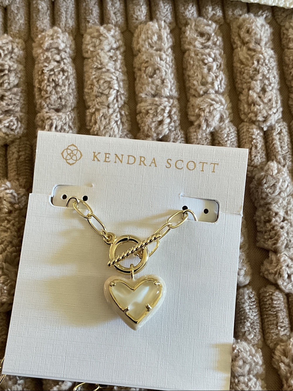 Kendra Scott Gold Necklace with Cream Heart Pendant